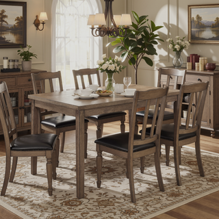 Sunvega Rectangular Dining Table with Walnut Brown Finish for Kitchen Dining