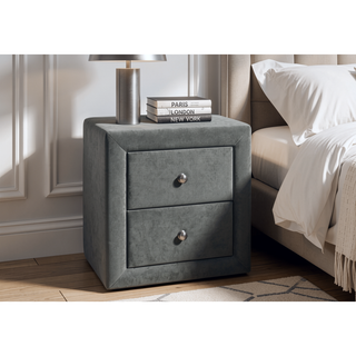 Sunvega Upholstered Velvet Nightstand with Storage Drawers for Bedroom