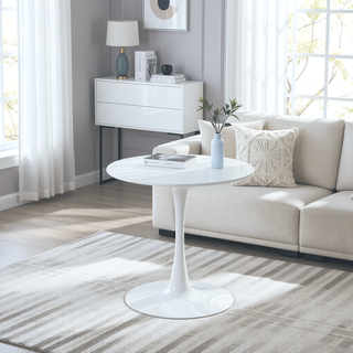 Sunvega 31.5 inch White Tulip Dining Table with Round MDF Top for 2-4 People