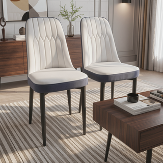 Sunvega Modern PU Leather Dining Chairs with Thick Soft Cushions and Black Metal Legs