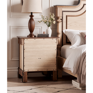 Sunvega Traditional Style Nightstand With Carved Bases and Curved Mouldings