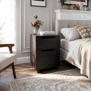 Sunvega Wengue Nightstand with 1 Door and 1 Drawer on Caster Base