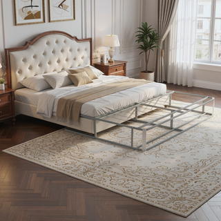 Sunvega Sturdy Foldable Metal Mattress Box Spring Foundation Bed Base with Removable Cover