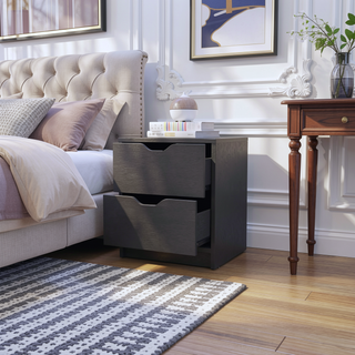 Sunvega Two Drawer Nightstand with Black Wengue Finish for Bedroom