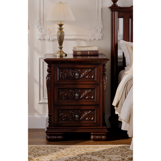 Sunvega Cherry Wood Night Stand with Two Smooth Ball Bearing Drawers