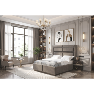 Sunvega Modern Brown Nightstand with Two Drawers and Integrated LED Lights