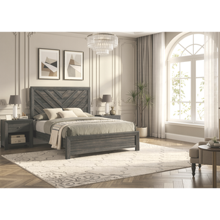 Sunvega Contemporary Gray Rustic Finish Wooden Nightstand with Two Storage Drawers