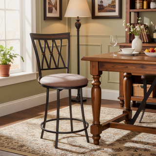 Sunvega Commercial Grade Swivel Counter Stool with Upholstered Seat and Footrest