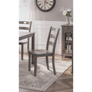 Sunvega Transitional Walnut Finish Dining Table Set with Four Slat Back Chairs