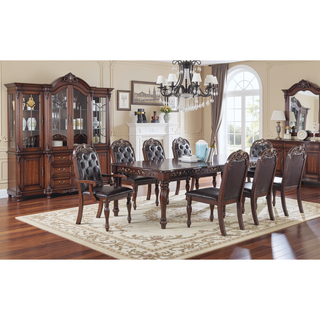 Sunvega Antique Design Silver Grey Finish Rubberwood Formal Dining Table