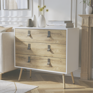 Sunvega Modern Chic 3-Drawer Dresser with Spacious Storage and Wooden Legs