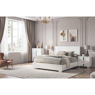 Sunvega Contemporary White Bedroom Chest with Chrome Legs and UV Finish