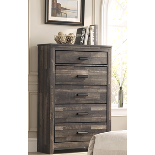 Sunvega Contemporary Brown Mix Finish Nightstand with Two Storage Drawers and Black Metal Pull