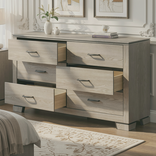 Sunvega Modern Design Queen Size Bed with LED Light Headboard and Weathered Gray Finish