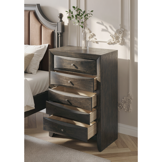 Sunvega Ireland Gray Oak Finish 5-Drawer Chest with English Dovetail Joinery