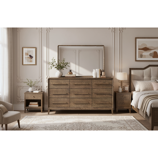 Sunvega 9-Drawer Elm Veneer Dresser with Felt and Cedar Lined Drawers
