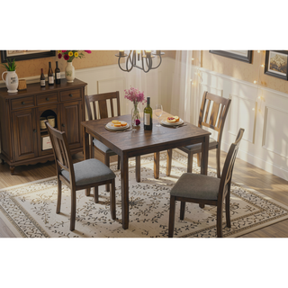 Sunvega Walnut Square Wood Dining Table for Kitchen with Counter Height and Tapered Legs