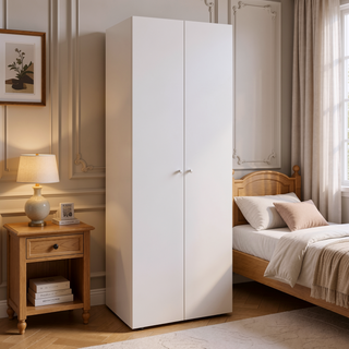 Sunvega 2-Door Black Armoire with Hanging Rod and Storage Shelf for Bedroom