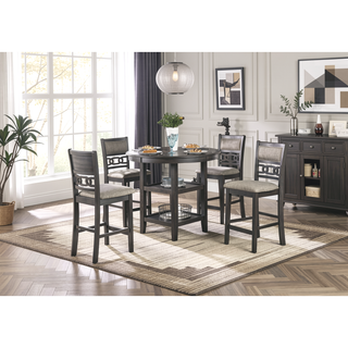 Sunvega Transitional Gray 5-Piece Counter Height Dining Set with Round Table