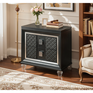 Sunvega Sawyer Nightstand with Two Spacious Drawers and Sparkling Trim