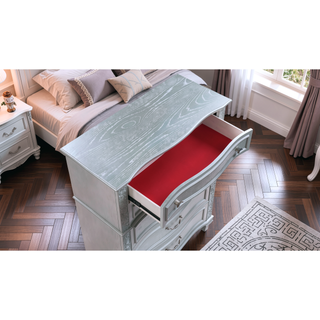 Sunvega Mystic Contemporary Style Nightstand with Light Gray Finish and Crystal Accents