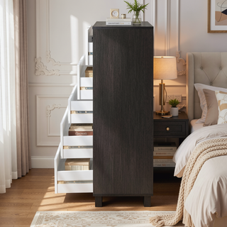 Sunvega Durable Wood Chest with Five Drawers for Bedroom Storage