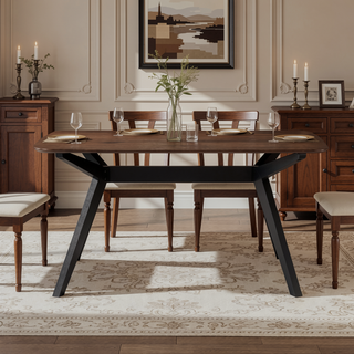 Sunvega Rubberwood Dining Table with Faux Wood Top for Your Dining Room