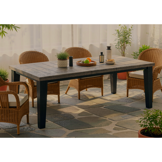 Sunvega Contemporary Two-Tone Gray Finish Solid Wood Rectangular Dining Table with 18-inch Leaf