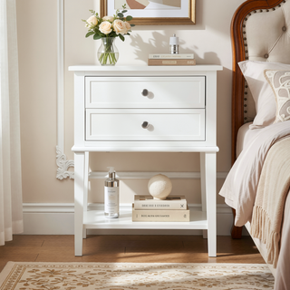 Sunvega Elegant Contemporary Nightstand with Open Shelf for Compact Storage