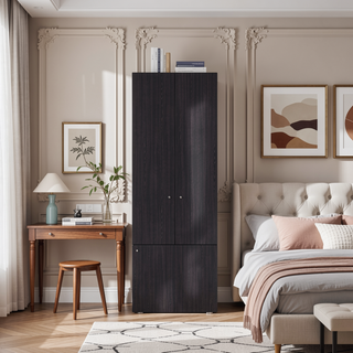 Sunvega Three Door Cabinet with Three Shelves for Bedroom Storage