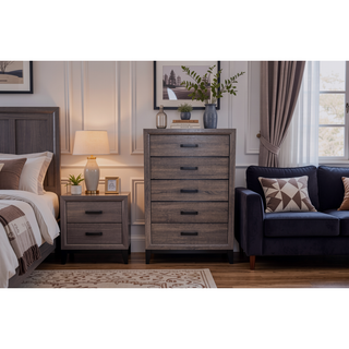 Sunvega Gray Wood Chest with 5 Drawers for Modern or Traditional Spaces