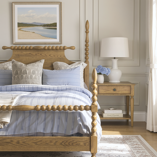 Sunvega Solid Wood Frame Nightstand with 2 Drawers in Camel Oak Finish