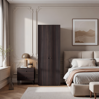 Sunvega Two-Door Compact Wardrobe with Fixed Shelves for Bedroom Storage