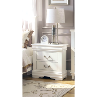 Sunvega Transitional Style Solid Wood Nightstand with Antique Brass Hanging Pulls