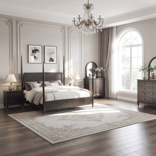 Sunvega Contemporary Six-Drawer Dresser with Cedar Lining and Metallic Accents for Bedroom