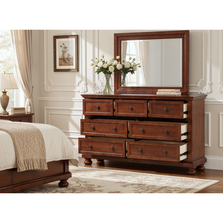Sunvega Gray Modern Nightstand with Full Extension Drawers and Felt-Lined Top