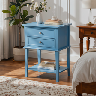 Sunvega Elegant Contemporary Nightstand with Open Shelf for Compact Storage