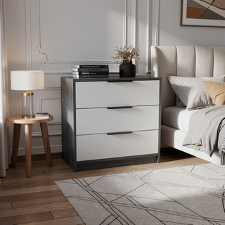 Sunvega Smokey Oak and White 3-Drawer Dresser for Organized Storage