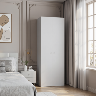 Sunvega Two-Door Compact Wardrobe with Fixed Shelves for Bedroom Storage