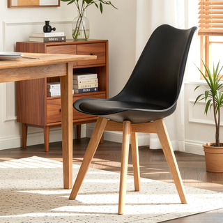 Sunvega Modern Style Dining Chairs with Wooden Legs and Thickened Cushion for Kitchen