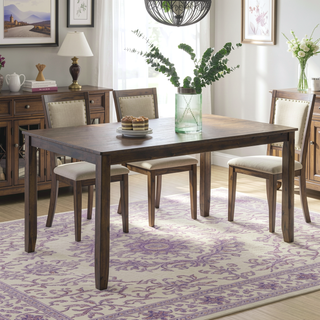 Sunvega Walnut Square Wood Dining Table for Kitchen with Counter Height and Tapered Legs