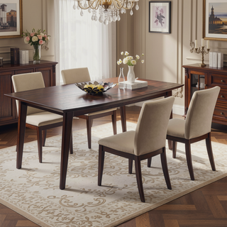 Sunvega Java Brown Handcrafted Solid Rubberwood Dining Table for 6
