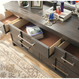 Sunvega Gray Transitional Style Nightstand with Felt-lined Drawers and Nickel Hardware