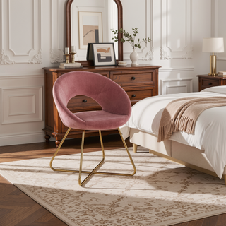 Sunvega Modern Velvet Accent Chairs Set of 2 with Golden Metal Frame and Curved Backrest