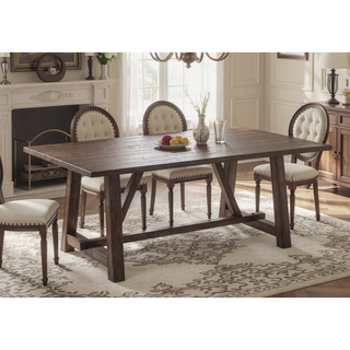 Sunvega Kaelyn Dark Oak Finish Rectangular Dining Table with Trestle Base