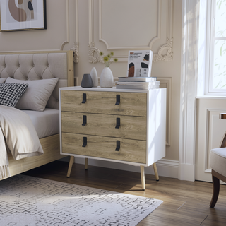 Sunvega Modern Chic 3-Drawer Dresser with Spacious Storage and Wooden Legs