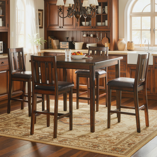 Sunvega Espresso Finish 6-Piece Dining Set with Table Bench and 4 Chairs