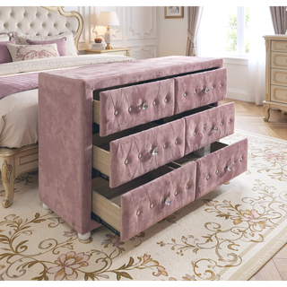 Sunvega Stylish Upholstered Fabric Chest with Arched Headboard and Drawers