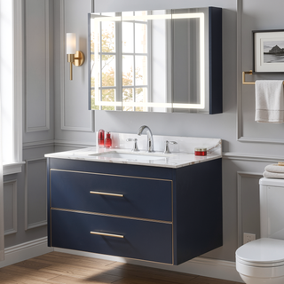 Sunvega Sintered Stone Vanity Top with Ceramic Undermount Sink and 3 Faucet Holes