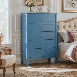 Sunvega Fully Assembled 6 Drawer Dresser with French Dovetail Wood Veneer Finish